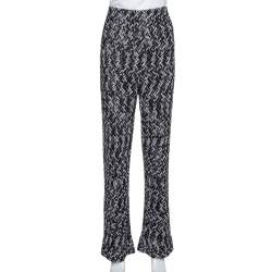 Pre Owned Missoni Monochrome Textured Lurex Knit Wide Leg Pants L