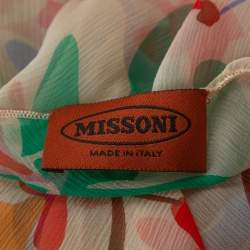 Pre Owned Missoni Cream Floral Print Crepe Sheer Maxi Dress M