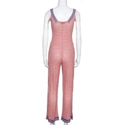 Pre Owned Missoni Mare Rust Orange Knit Beach Cover Up Jumpsuit S