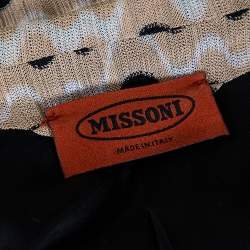 Pre Owned Missoni Two Tone Wavy Knit Double Breasted Coat M