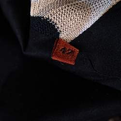 Pre Owned Missoni Two Tone Wavy Knit Double Breasted Coat M