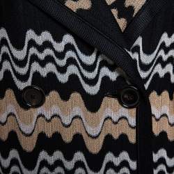 Pre Owned Missoni Two Tone Wavy Knit Double Breasted Coat M