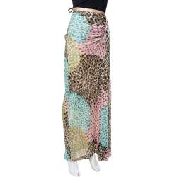 Pre Owned Missoni Multicolor Lurex Knit Draped Maxi Skirt M