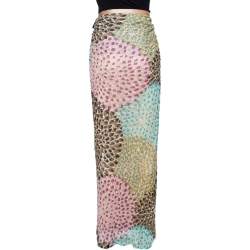 Pre Owned Missoni Multicolor Lurex Knit Draped Maxi Skirt M