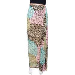 Pre Owned Missoni Multicolor Lurex Knit Draped Maxi Skirt M