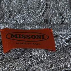 Pre Owned Missoni Silver Metallic Knit & Cashmere Sleeveless Maxi Dress S