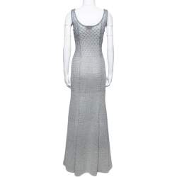 Pre Owned Missoni Silver Metallic Knit & Cashmere Sleeveless Maxi Dress S