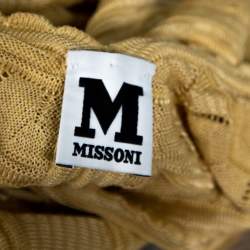 Pre Owned M Missoni Beige Patterned Knit Ruffled Overlay Top M