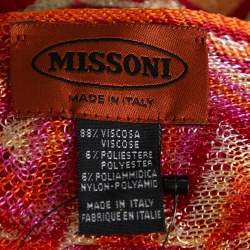 Pre Owned Missoni Orange Lurex Chevron Knit Poncho (One Size)