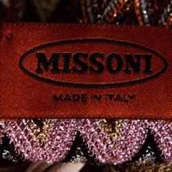 Pre Owned Missoni Multicolored Lurex Chevron Knit Fitted Dress M