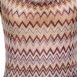 Pre Owned Missoni Multicolored Lurex Chevron Knit Fitted Dress M