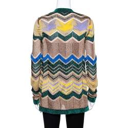 Pre Owned Missoni Multicolor Lurex Chevron Knit Open Front Cardigan S