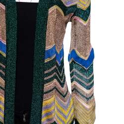 Pre Owned Missoni Multicolor Lurex Chevron Knit Open Front Cardigan S
