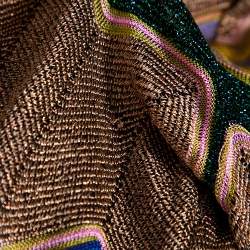 Pre Owned Missoni Multicolor Lurex Chevron Knit Open Front Cardigan S