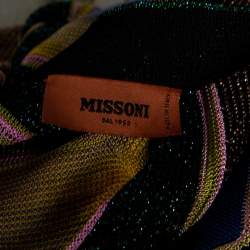 Pre Owned Missoni Multicolor Lurex Chevron Knit Open Front Cardigan S