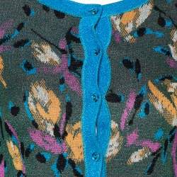 Pre Owned Missoni Green Metallic Floral Jacquard Knit Button Front Cardigan S