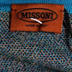 Pre Owned Missoni Green Metallic Floral Jacquard Knit Button Front Cardigan S