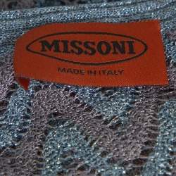 Pre Owned Missoni Grey Lurex Knit Crystal Embellished Top and Cardigan Set L