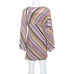 Pre Owned M Missoni Multicolor Perforated Knit Long Sleeve Dress M