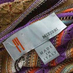 Pre Owned M Missoni Multicolor Perforated Knit Long Sleeve Dress M