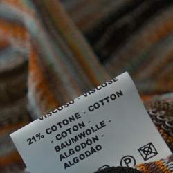 Pre Owned M Missoni Multicolor Perforated Knit Long Sleeve Dress M