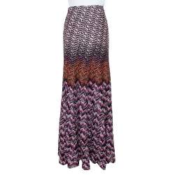 Pre Owned Missoni Multicolor Lurex Chevron Knit Maxi Skirt L