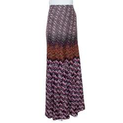 Pre Owned Missoni Multicolor Lurex Chevron Knit Maxi Skirt L