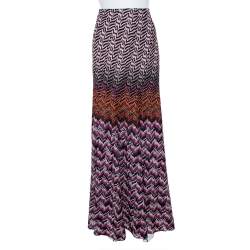 Pre Owned Missoni Multicolor Lurex Chevron Knit Maxi Skirt L