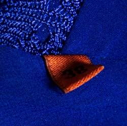 Pre Owned Missoni Electric Blue Silk Blend Ruffle Detail Crochet Blazer S