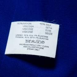 Pre Owned Missoni Electric Blue Silk Blend Ruffle Detail Crochet Blazer S