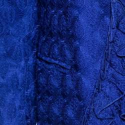 Pre Owned Missoni Electric Blue Silk Blend Ruffle Detail Crochet Blazer S