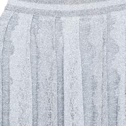 Pre Owned Missoni Metallic Silver Jacquard Knit Maxi Skirt S