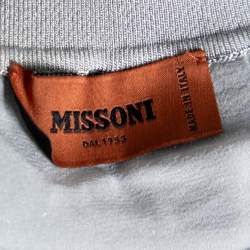 Pre Owned Missoni Metallic Silver Jacquard Knit Maxi Skirt S