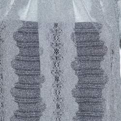 Missoni Metallic Silver Jacquard Knit Raglan Sleeve Top S