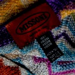 Pre Owned Missoni Multicolor Chevron Knit Fringed Poncho ( One Size )