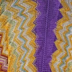 Pre Owned Missoni Multicolor Chevron Knit Fringed Poncho ( One Size )