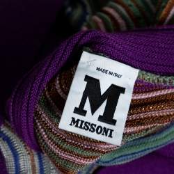 Pre Owned M Missoni Purple & Green Wool Blend Belted Dress M