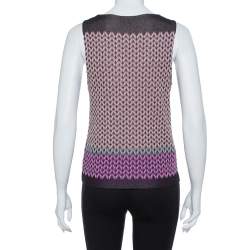 Pre Owned Missoni Pink Lurex Knit V Neck Top M