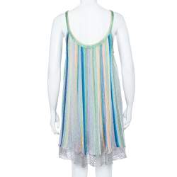 Pre Owned Missoni Multicolor Striped Fishnet Knit Shift Dress M