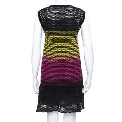 Pre Owned Missoni Multicolor Perforated Knit Ruffle Detail Shift Dress S