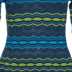 Pre Owned M Missoni Multicolor Perforated Knit Fit & Flare Midi Dress M