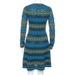 Pre Owned M Missoni Multicolor Perforated Knit Fit & Flare Midi Dress M