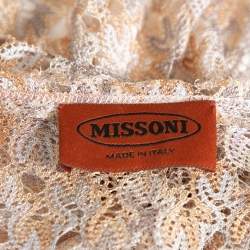 Pre Owned Missoni Beige Open Knit Ruched Midi Dress S