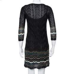 مملوكة مسبقًا M Missoni Black Perforated Wool Knit Sheath Dress S