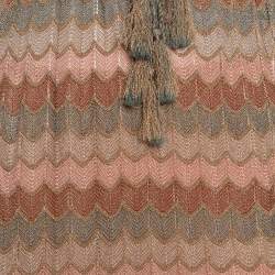 Pre Owned M Missoni Brown Metallic Crochet Knit Halter Neck Maxi Dress L