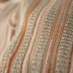 Pre Owned Missoni Beige Lurex Knit Front Tie Long Cardigan M
