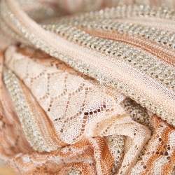 Pre Owned Missoni Beige Lurex Knit Front Tie Long Cardigan M