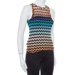 Pre Owned Missoni Multicolor Chevron Patterned Knit Sleeveless Top S