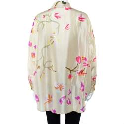 Pre Owned Missoni Cream Abstract Printed Silk Oversized Button Front Shirt S