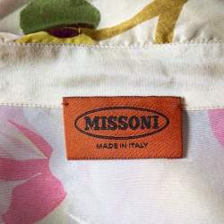 Pre Owned Missoni Cream Abstract Printed Silk Oversized Button Front Shirt S
